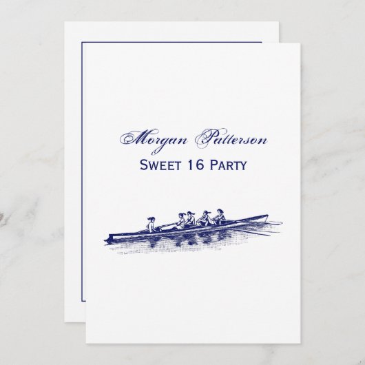 ウィメンローイングローワーズクルーズチームウォータースポーツブルー 招待状 (正面/裏面)