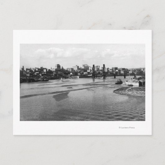 ウィラメット川からオレゴン州ポートランドのスカイライン ポストカード (正面)