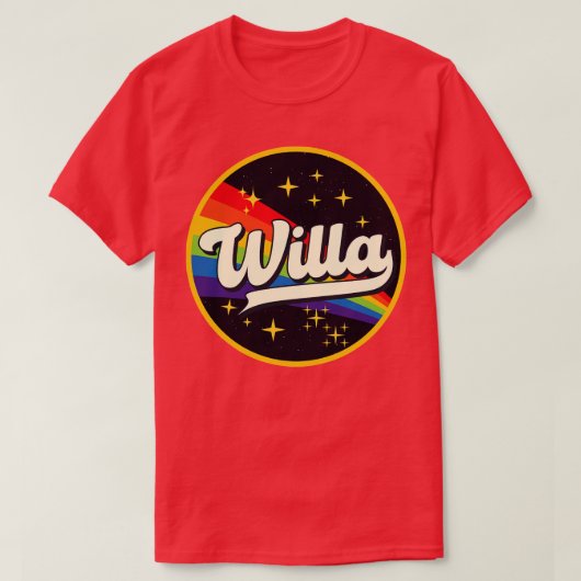 ウィラレインボーイン宇宙ヴィンテージスタイル Tシャツ (デザイン正面)