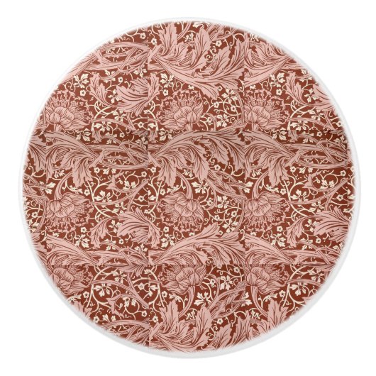 ウィリアエレガントムモリスフローラブルーホワイトパターン セラミックノブ (正面)