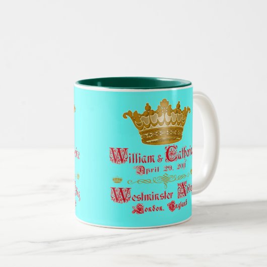 ウィリアムおよびキャサリンの王室のな結婚のコップ ツートーンマグカップ (正面右)
