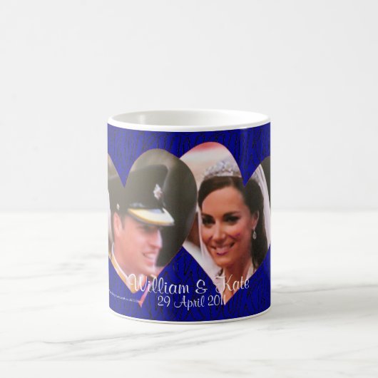 ウィリアムおよびKateの王室のな結婚のハートのマグ コーヒーマグカップ (中央)