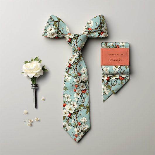 ウィリアムインスパイアモリスさくらんぼブロッサムフローラ ネクタイ