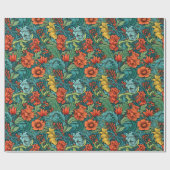 ウィリアムインスパイアモリスカラフル鮮やか花 ラッピングペーパー (フラット)