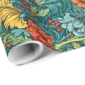 ウィリアムインスパイアモリスカラフル鮮やか花 ラッピングペーパー (ロールコーナー)
