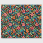 ウィリアムインスパイアモリスカラフル鮮やか花 ラッピングペーパー (フラット)