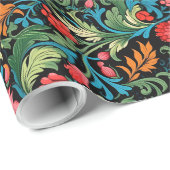 ウィリアムインスパイアモリスカラフル鮮やか花 ラッピングペーパー (ロールコーナー)