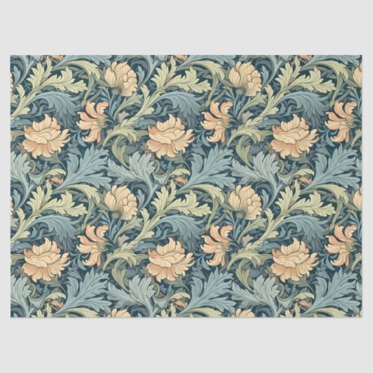 ウィリアムインスパイアモリスククリームペ淡い色のープブルー 薄葉紙 (正面)