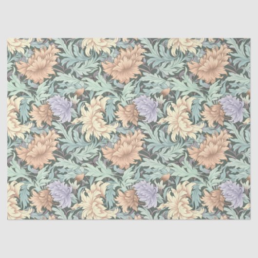 ウィリアムインスパイアモリスクリームパープルピーチセージ 薄葉紙 (正面)