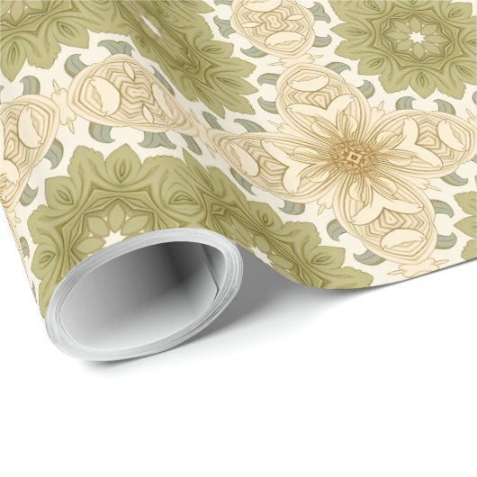 ウィリアムインスパイアモリスソフトパステルグリーンアイボリー ラッピングペーパー (ロールコーナー)