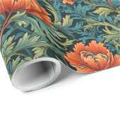 ウィリアムインスパイアモリステラコッタパステルグリーン ラッピングペーパー (ロールコーナー)