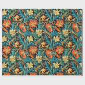 ウィリアムインスパイアモリステラコッタパステルブルー ラッピングペーパー (フラット)