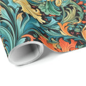 ウィリアムインスパイアモリステラコッタパステルブルー ラッピングペーパー (ロールコーナー)