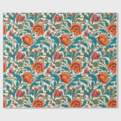 ウィリアムインスパイアモリステラコッタパステルブルー ラッピングペーパー (フラット)