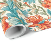 ウィリアムインスパイアモリステラコッタパステルブルー ラッピングペーパー (ロールコーナー)