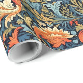 ウィリアムインスパイアモリスパステル銅アイボリー花 ラッピングペーパー (ロールコーナー)