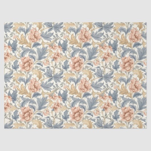 ウィリアムインスパイアモリスピ淡い色のンクアイボリークリームブルー 薄葉紙 (正面)