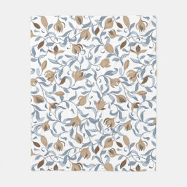 ウィリアムインスパイアモリスホワイトフリース フリースブランケット