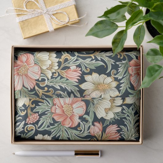 ウィリアムインスパイアモリス桃クリーム花セージ 薄葉紙 (ギフト)