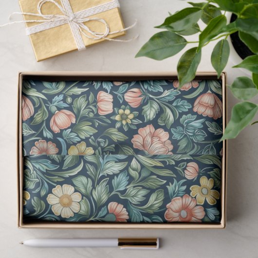 ウィリアムインスパイアモリス赤面ピンク黄色の花 薄葉紙 (ギフト)