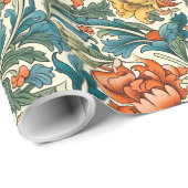 ウィリアムインスパイアモリス銅パステルグリーン黄色 ラッピングペーパー (ロールコーナー)