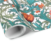 ウィリアムインスパイアモリス銅ピンクイエローフローラ ラッピングペーパー (ロールコーナー)