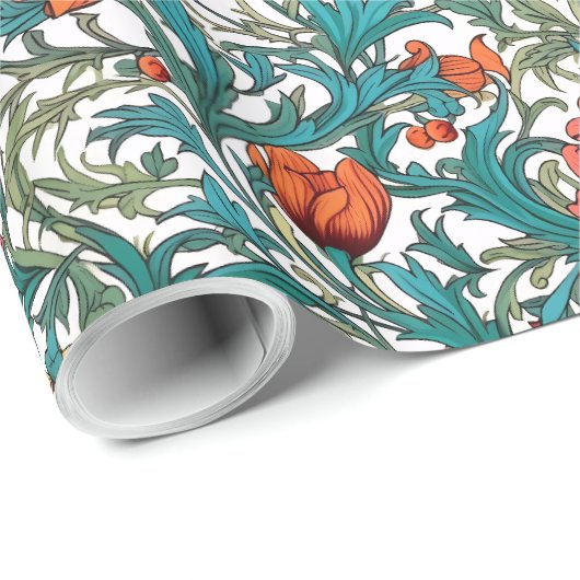 ウィリアムインスパイアモリス銅ピンクイエローフローラ ラッピングペーパー (ロールコーナー)