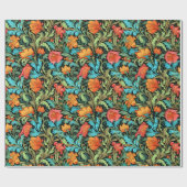ウィリアムインスパイアモリス鮮やかカラフル花 ラッピングペーパー (フラット)