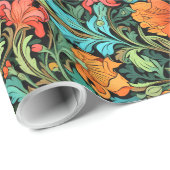 ウィリアムインスパイアモリス鮮やかカラフル花 ラッピングペーパー (ロールコーナー)