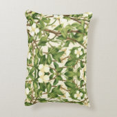 ウィリアムエレガントモリスホワイト&グリーンフラワーツリー アクセントクッション (裏面(縦))