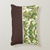 ウィリアムエレガントモリスホワイト&グリーンフラワーツリー アクセントクッション (正面(垂直))