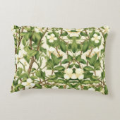 ウィリアムエレガントモリスホワイト&グリーンフラワーツリー アクセントクッション (裏面)