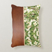 ウィリアムエレガントモリスホワイト&グリーンフラワーツリー アクセントクッション (正面(垂直))
