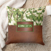 ウィリアムエレガントモリスホワイト&グリーンフラワーツリー クッション (ブランケット)