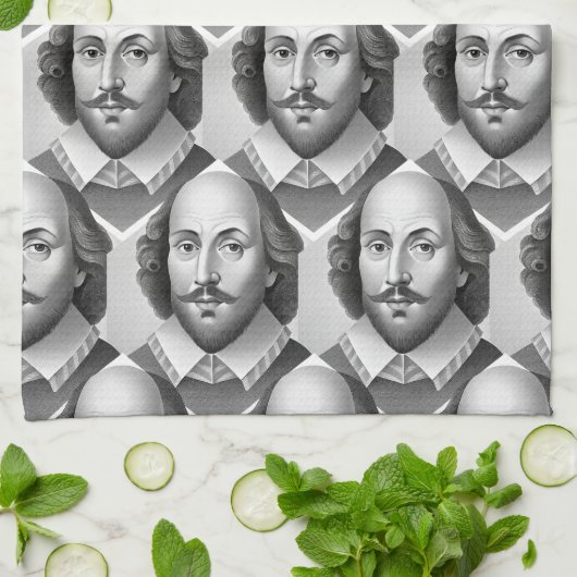 ウィリアムシェイクスピアポートレートハムレットイラストレーション キッチンタオル (折り畳み)