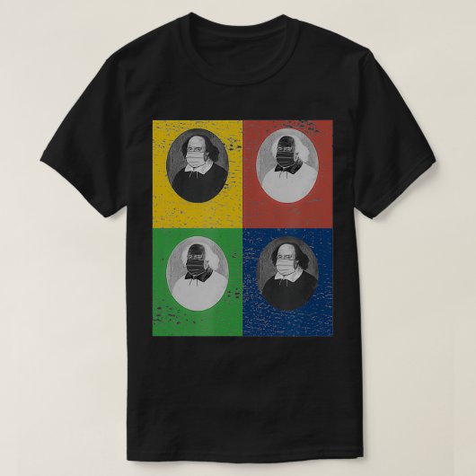 ウィリアムシェイクスピア顔マスクポートレートスクウェア Tシャツ (デザイン正面)
