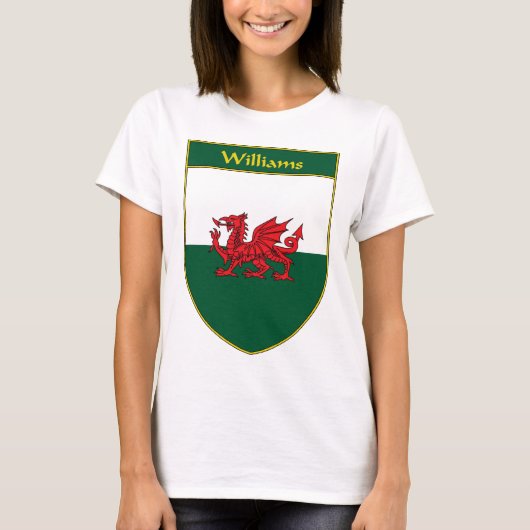 ウィリアムスウェールズの旗の盾 Tシャツ (正面)