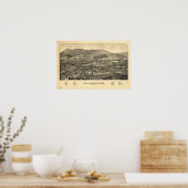 ウィリアムスタウン塊1889アンティークパノラママップ ポスター (キッチン)
