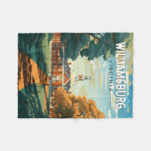 ウィリアムスバーグバージニアトラベルアートヴィンテージ フリースブランケット (正面(横))