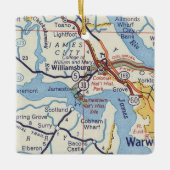 ウィリアムスバーグVAヴィンテージの地図 セラミックオーナメント (正面)
