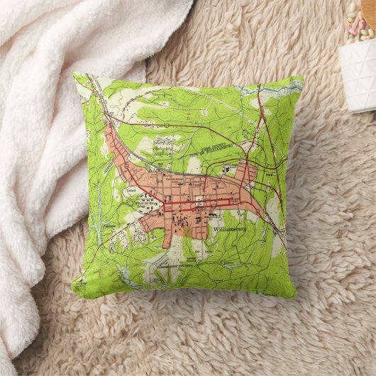 ウィリアムズバーグヴァージニア(1952年)のヴィンテージの地図 クッション (ブランケット)