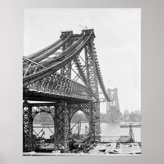 ウィリアムズバーグ橋、1902年。ヴィンテージ写真 ポスター (正面)