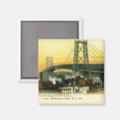 ウィリアムズバーグ・ブリッジ，ニューヨーク， 1905ヴィンテージ マグネット (正面/裏面)