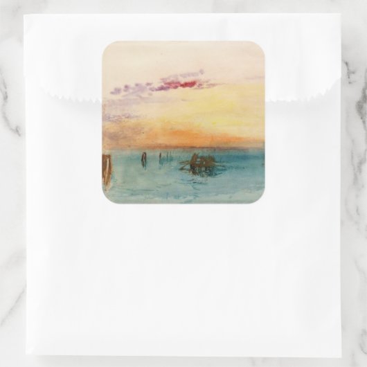 ウィリアムターナー – サンセットのヴェネツィア近くのラグーン スクエアシール (バッグ)