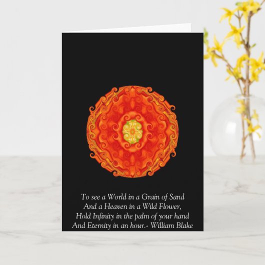 ウィリアムブレイク"砂の穀物の世界"の引用文 カード (黄色い花)
