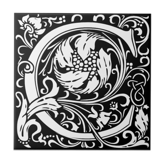 ウィリアムモノグラムのモリス文字C タイル (正面)