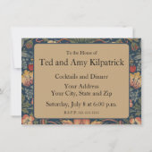 ウィリアムモリスいちご泥棒の鳥招待状 招待状 (裏面)