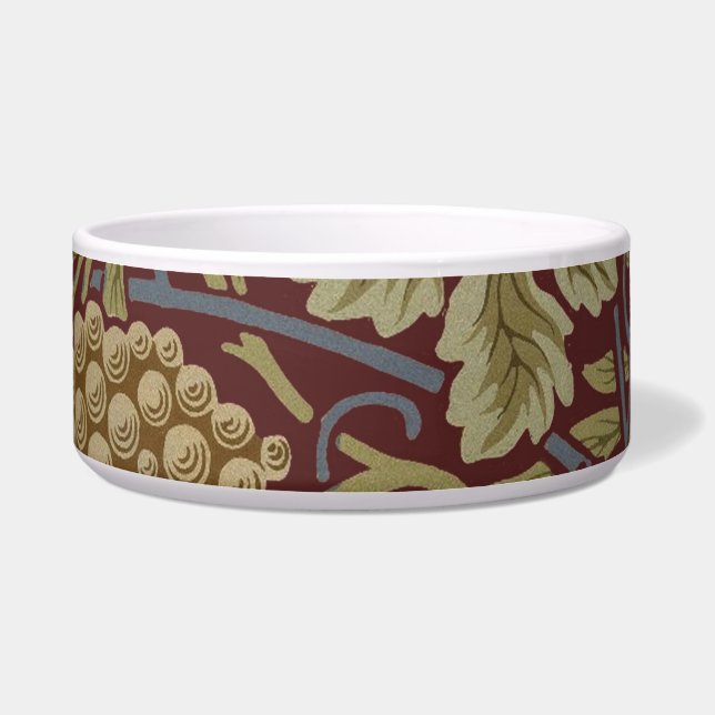 ウィリアムモリスつる植物グレープレッドグリーンアート ボウル (正面)