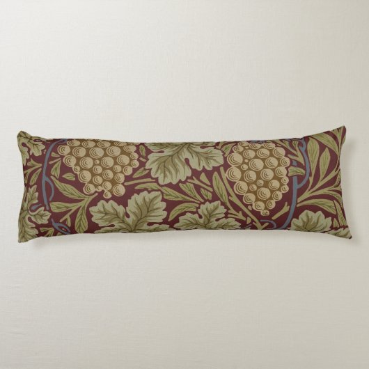ウィリアムモリスつる植物グレープレッドグリーンアート ボディピロー (裏面)