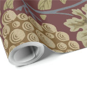 ウィリアムモリスつる植物グレープレッドグリーンアート ラッピングペーパー (ロールコーナー)
